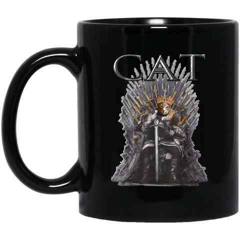 Cat on the Throne Funny for kitten Lovers 11 oz. Black Mug Black / One Size Drinkware - Genius New Invention