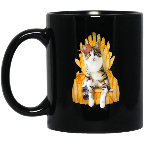 Cat on a Throne Funny Cat Lover Gifts 11 oz. Black Mug Black / One Size Drinkware - Genius New Invention