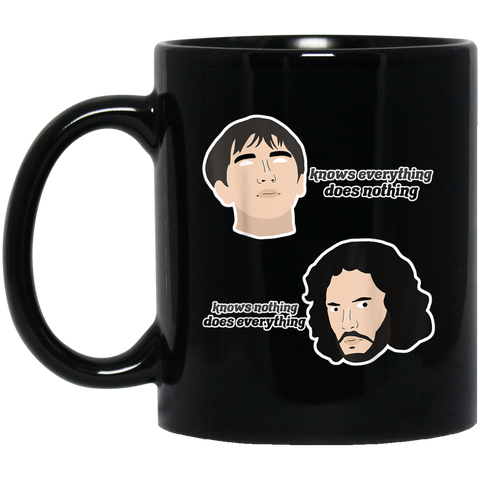 Knows Nothing Knows Everything Game Gift Throne 11 oz. Black Mug Black / One Size Drinkware - Genius New Invention