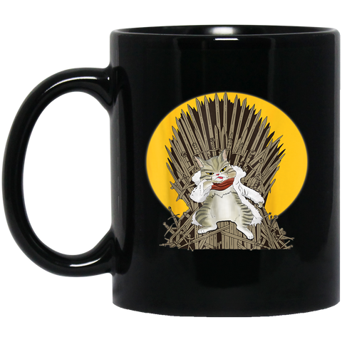 Cat Of Thrones Funny Cat Lover 11 oz. Black Mug Black / One Size Drinkware - Genius New Invention