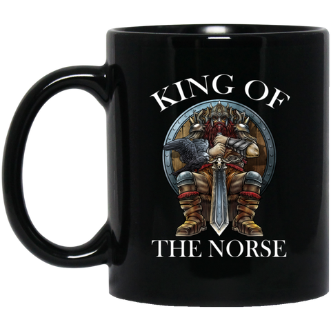 King Of The Norse Viking Odin Throne Crow Sword Nordic 11 oz. Black Mug Black / One Size Drinkware - Genius New Invention