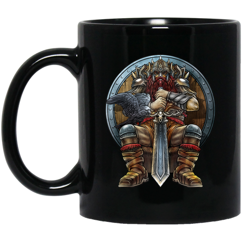 Viking On Throne Crow Sword Nordic Norse Valhalla Tank Top 11 oz. Black Mug Black / One Size Drinkware - Genius New Invention