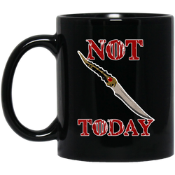 Not today Funny  knife Game Gift Throne 11 oz. Black Mug