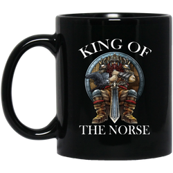 King Of The Norse Viking Odin Throne Crow Sword Nordic 11 oz. Black Mug